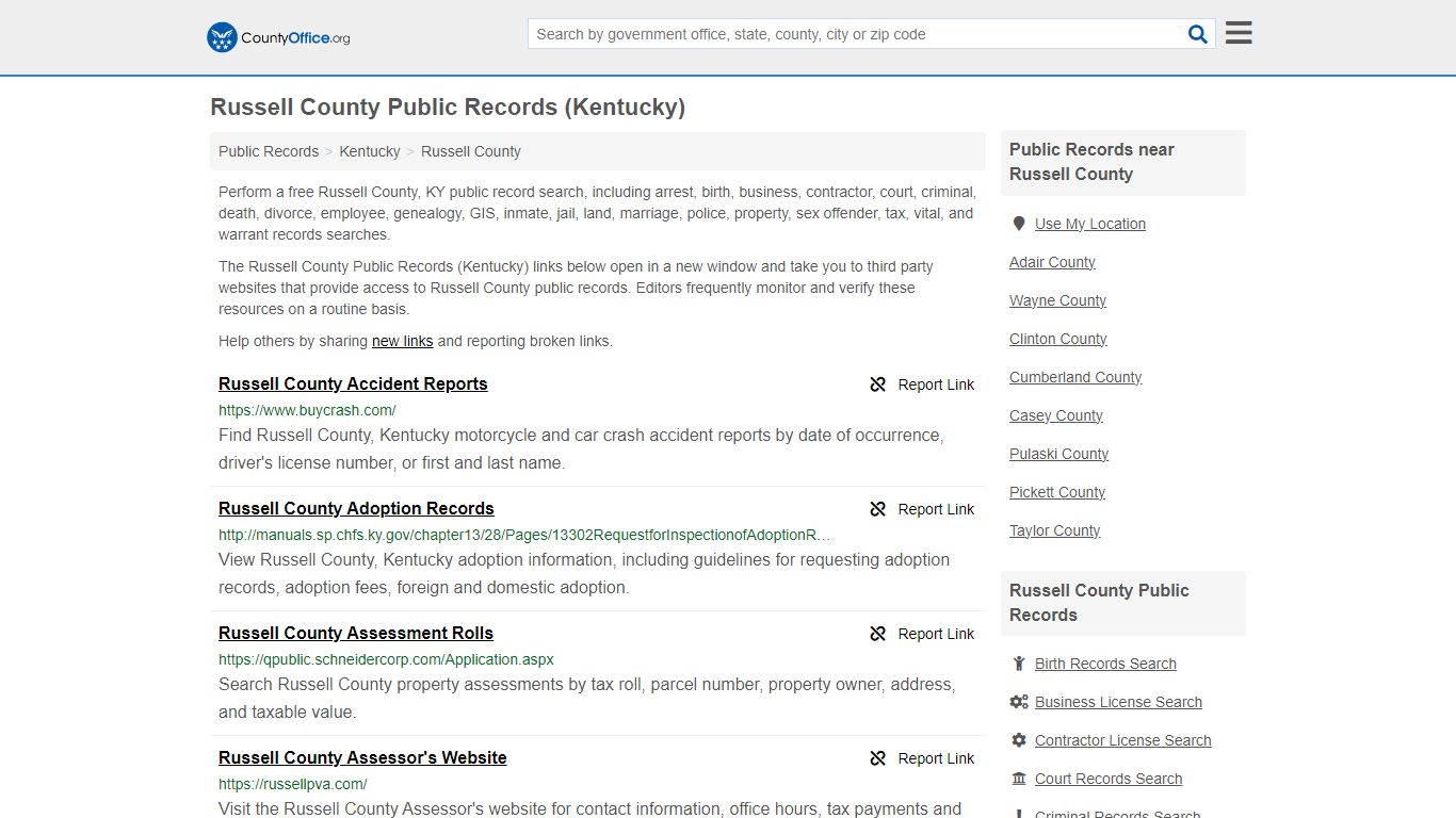Public Records - Russell County, KY (Business, Criminal, GIS, Property ...